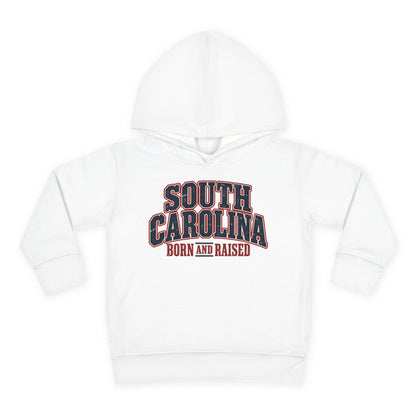 South Carolina Born and Raised Southern Americana Unisex Toddler Pullover Fleece Hoodie