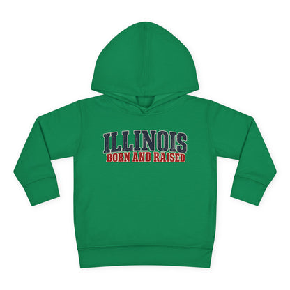 Illinois Born and Raised Midwest Americana Unisex Toddler Pullover Fleece Hoodie
