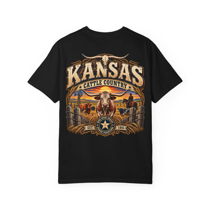 Kansas Cattle Country Unisex Comfort Color 1717 Streetwear Graphic Tee