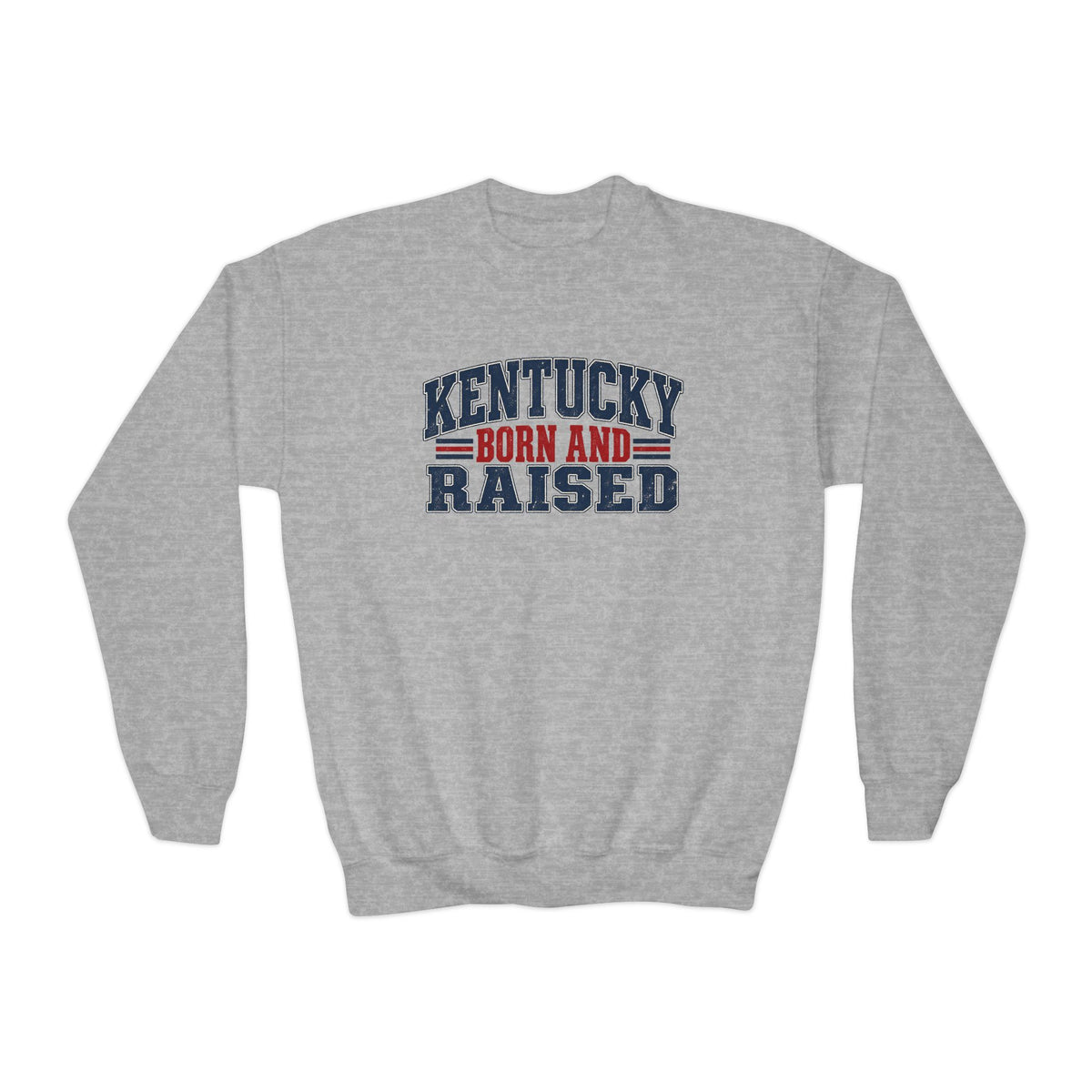 Kentucky Born and Raised Southern Heritage Unisex Youth Crewneck Sweatshirt Graphic