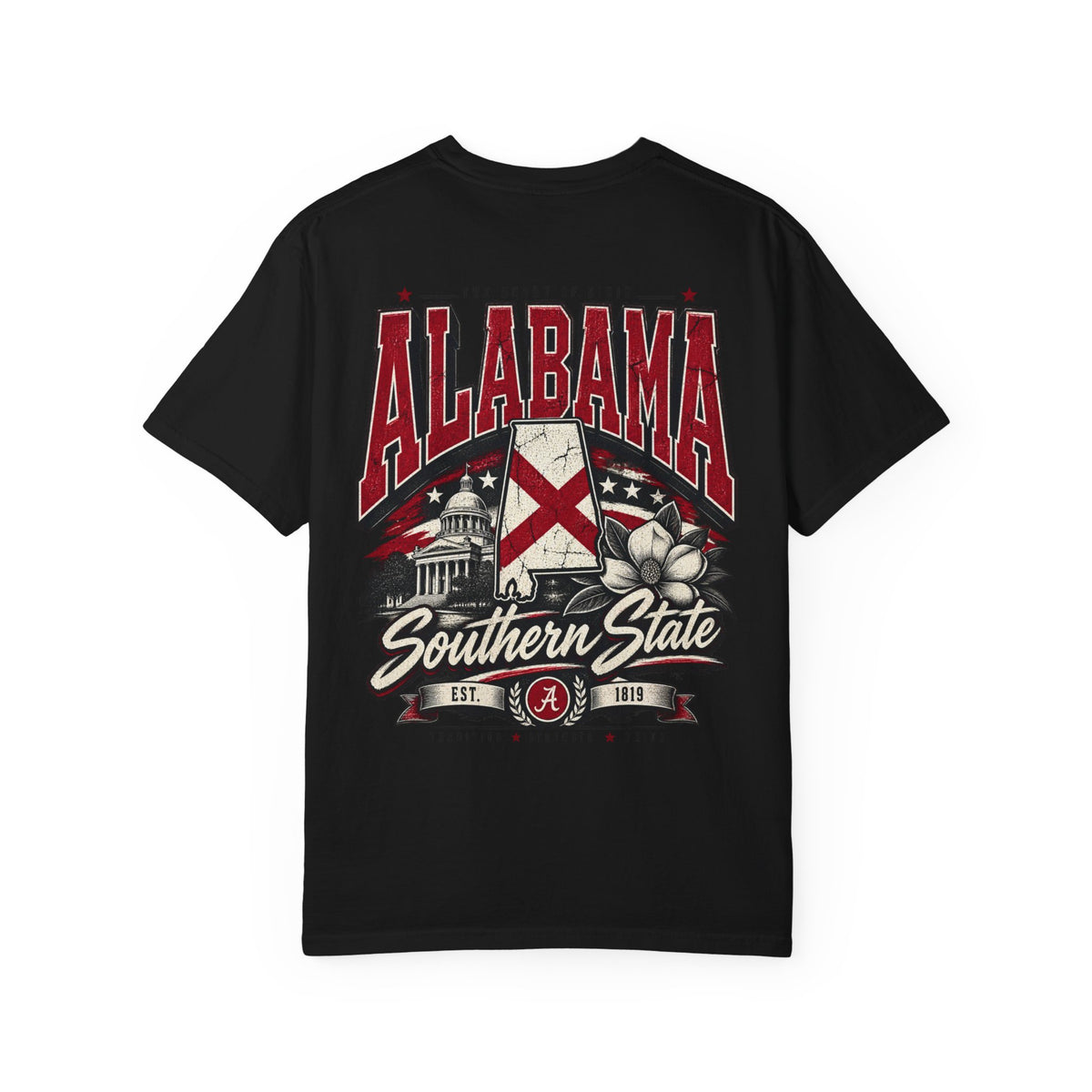 Alabama State Lettering Unisex Comfort Color 1717 Streetwear Graphic Tee