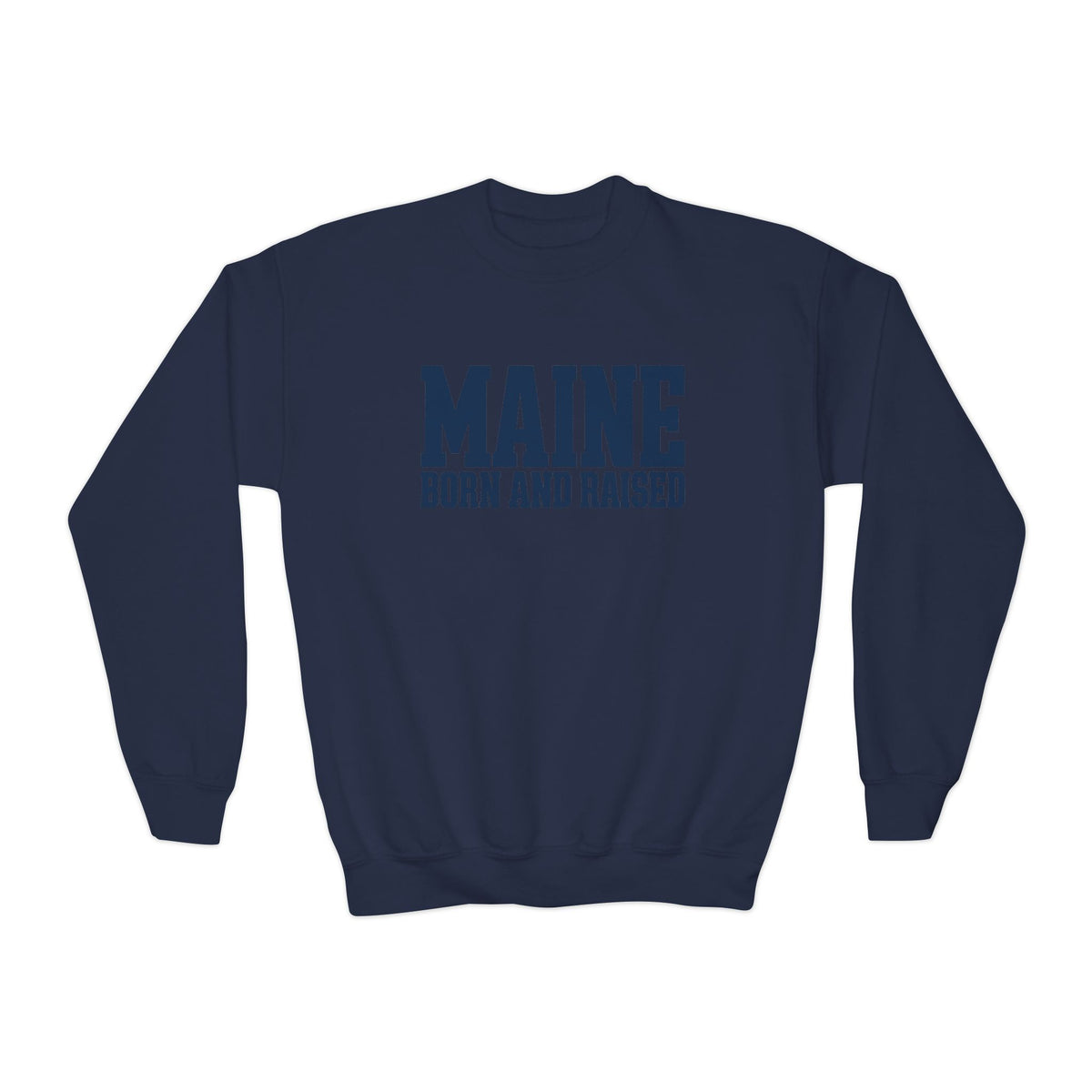 Maine Born and Raised Premium Heritage Streetwear Unisex Youth Crewneck Sweatshirt