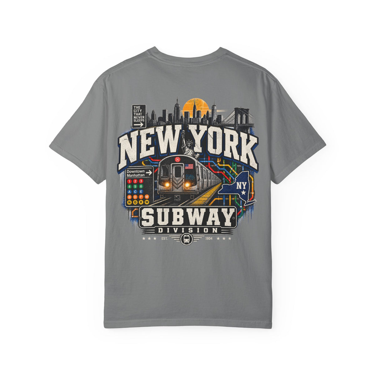 New York Subway Division Unisex Comfort Color 1717 Streetwear Graphic Tee