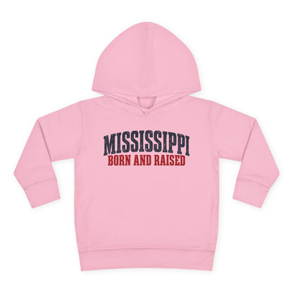 Mississippi Born and Raised Minimal Vintage Unisex Toddler Pullover Fleece Hoodie