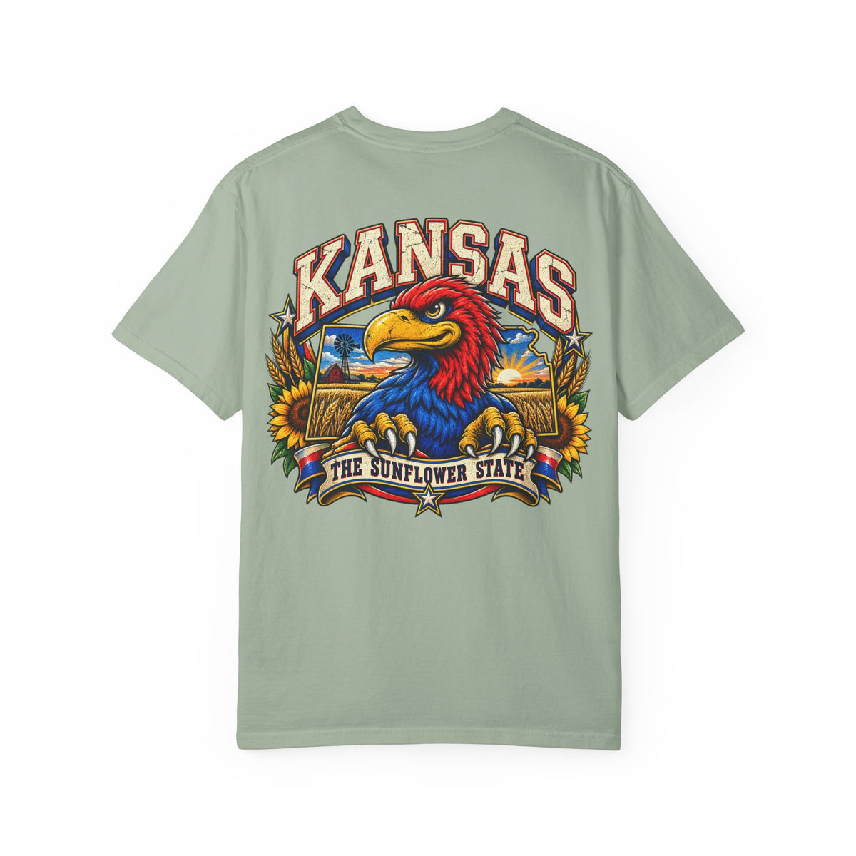 Kansas Jayhawk Emblem Unisex Comfort Color 1717 Streetwear Graphic Tee