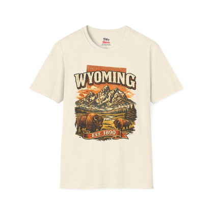 Vintage Wyoming Heritage Unisex Softstyle T Shirt State Pride Graphic Tee Collections FS03