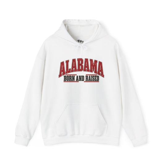 Alabama Born and Raised Bold Southern Americana Unisex Hoodie Graphic