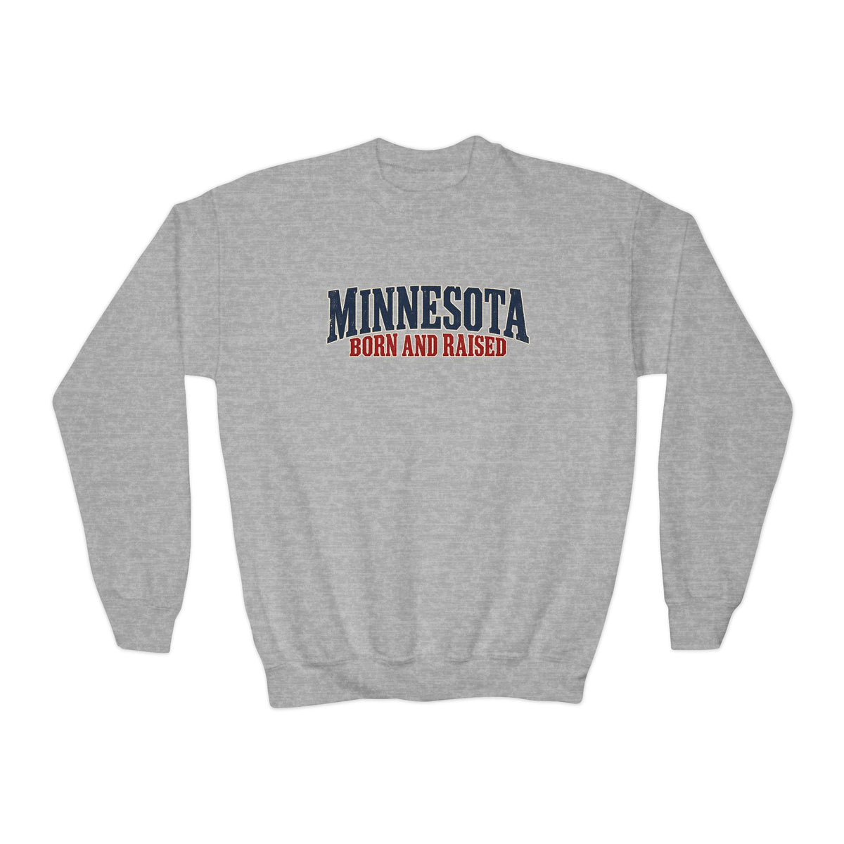 Minnesota Born and Raised Premium Northwoods Unisex Youth Crewneck Sweatshirt Graphic