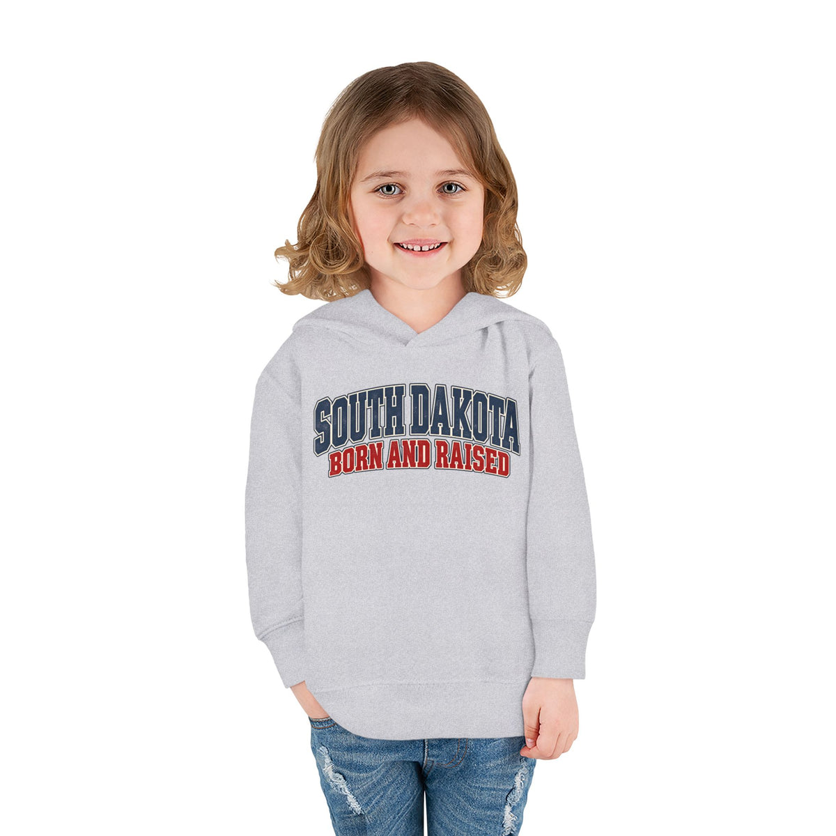 South Dakota Born and Raised Classic Collegiate Unisex Toddler Pullover Fleece Hoodie