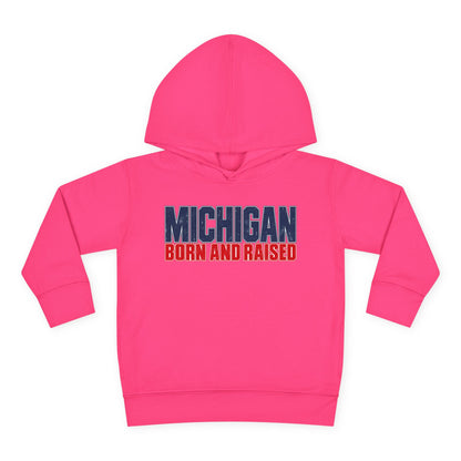 Michigan Born and Raised Modern Streetwear Unisex Toddler Pullover Fleece Hoodie