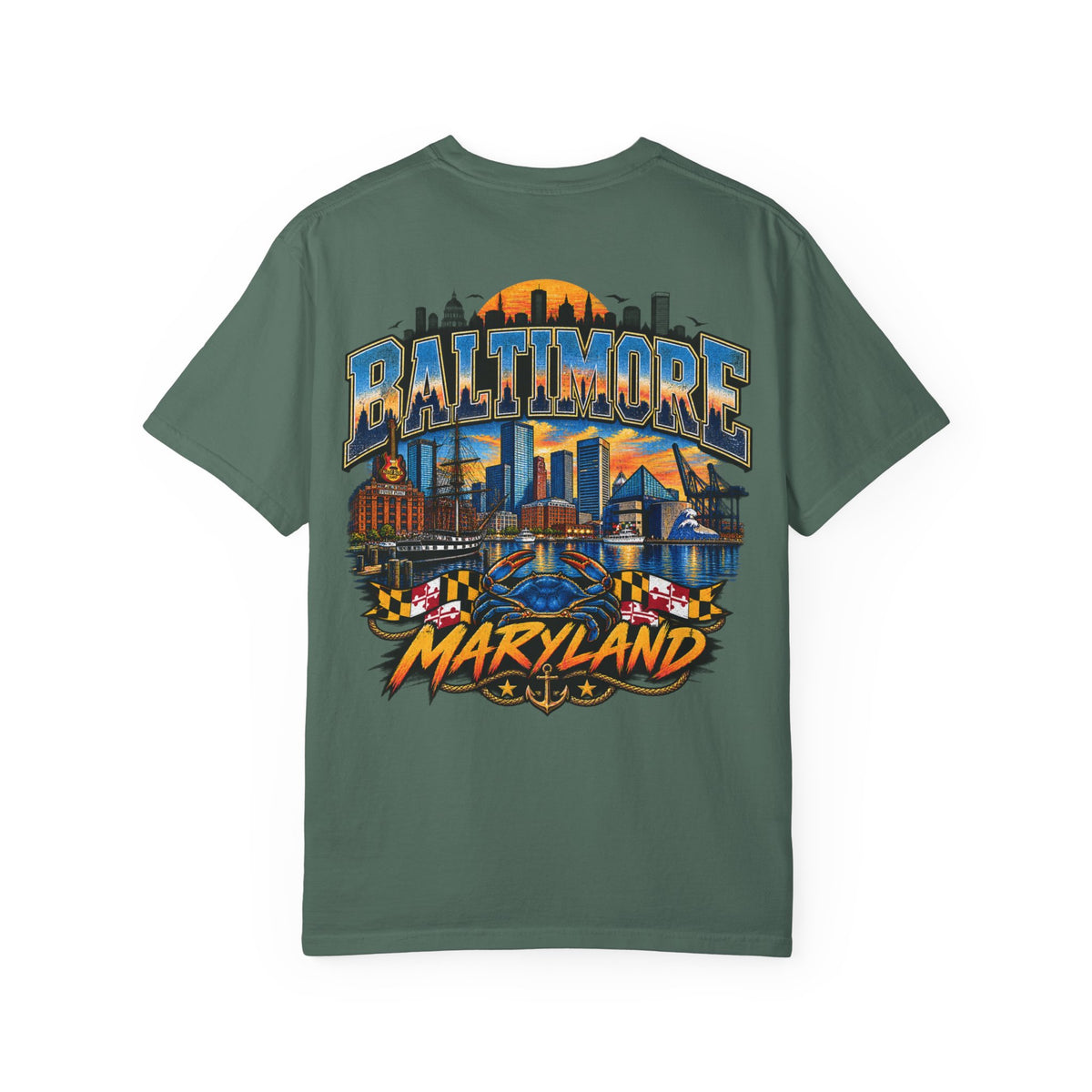 Baltimore Maryland Unisex Comfort Color 1717 Streetwear Graphic Tee