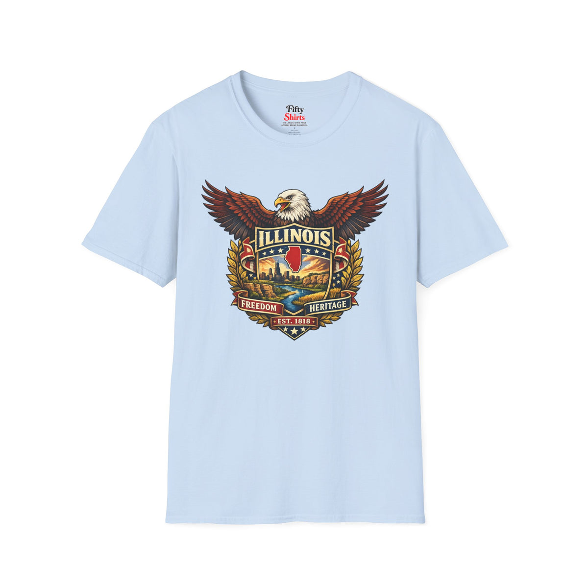 Illinois Americana Eagle Unisex Softstyle T Shirt State Pride Graphic Tee Collections FS03