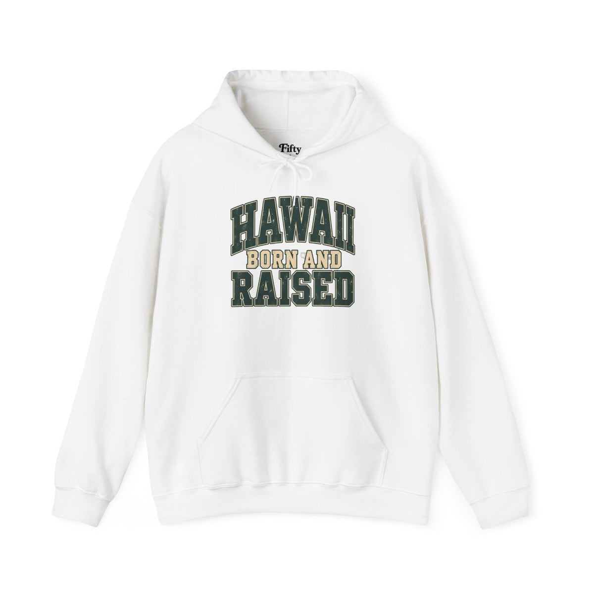 Hawaii Born and Raised Unisex Hoodie State Name Graphic