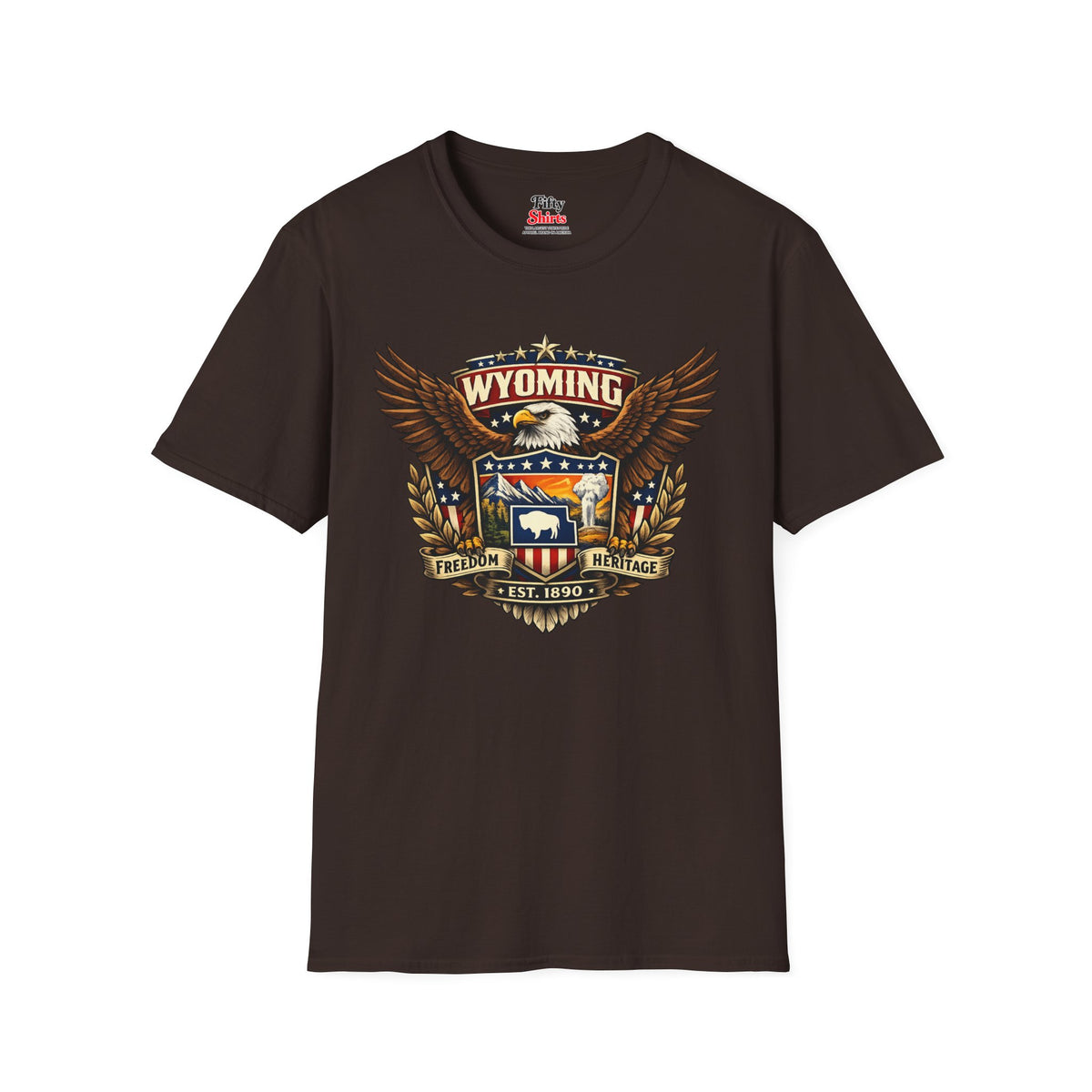 Wyoming Americana Eagle Unisex Softstyle T Shirt State Pride Graphic Tee Collections FS03