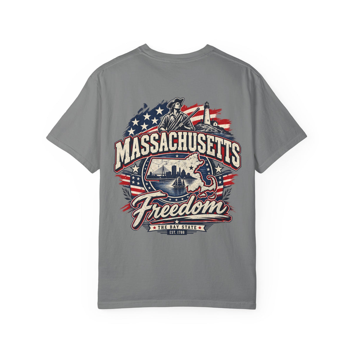 Massachusetts Freedom Unisex Comfort Color 1717 Streetwear Graphic Tee