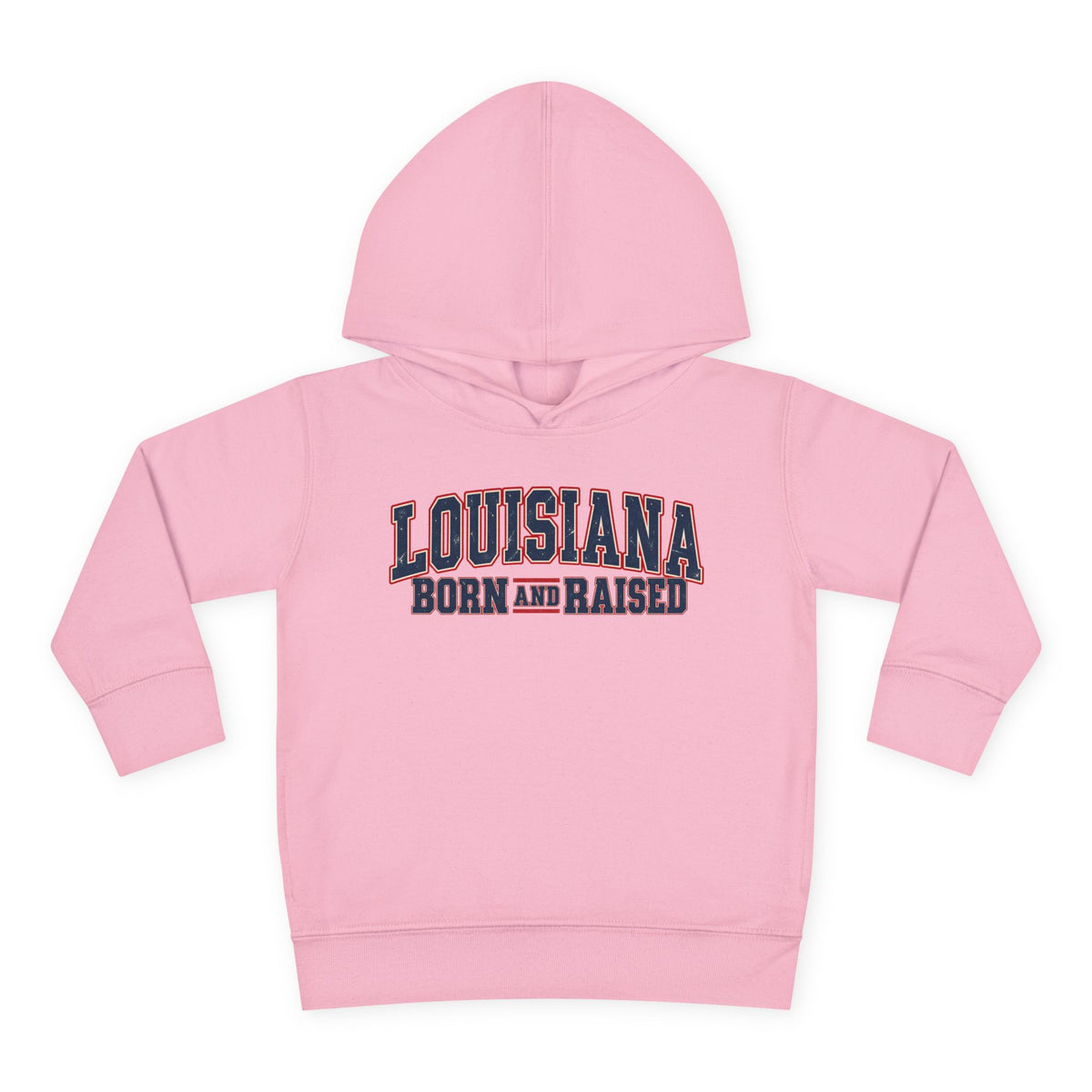 Louisiana Born and Raised Vintage Americana Unisex Toddler Pullover Fleece Hoodie