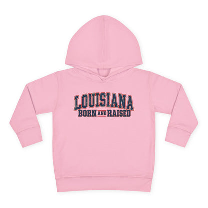 Louisiana Born and Raised Vintage Americana Unisex Toddler Pullover Fleece Hoodie