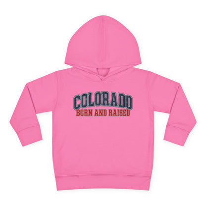 Colorado Born and Raised Collegiate Classic Unisex Toddler Pullover Fleece Hoodie