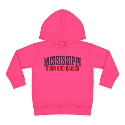 Mississippi Born and Raised Minimal Vintage Unisex Toddler Pullover Fleece Hoodie