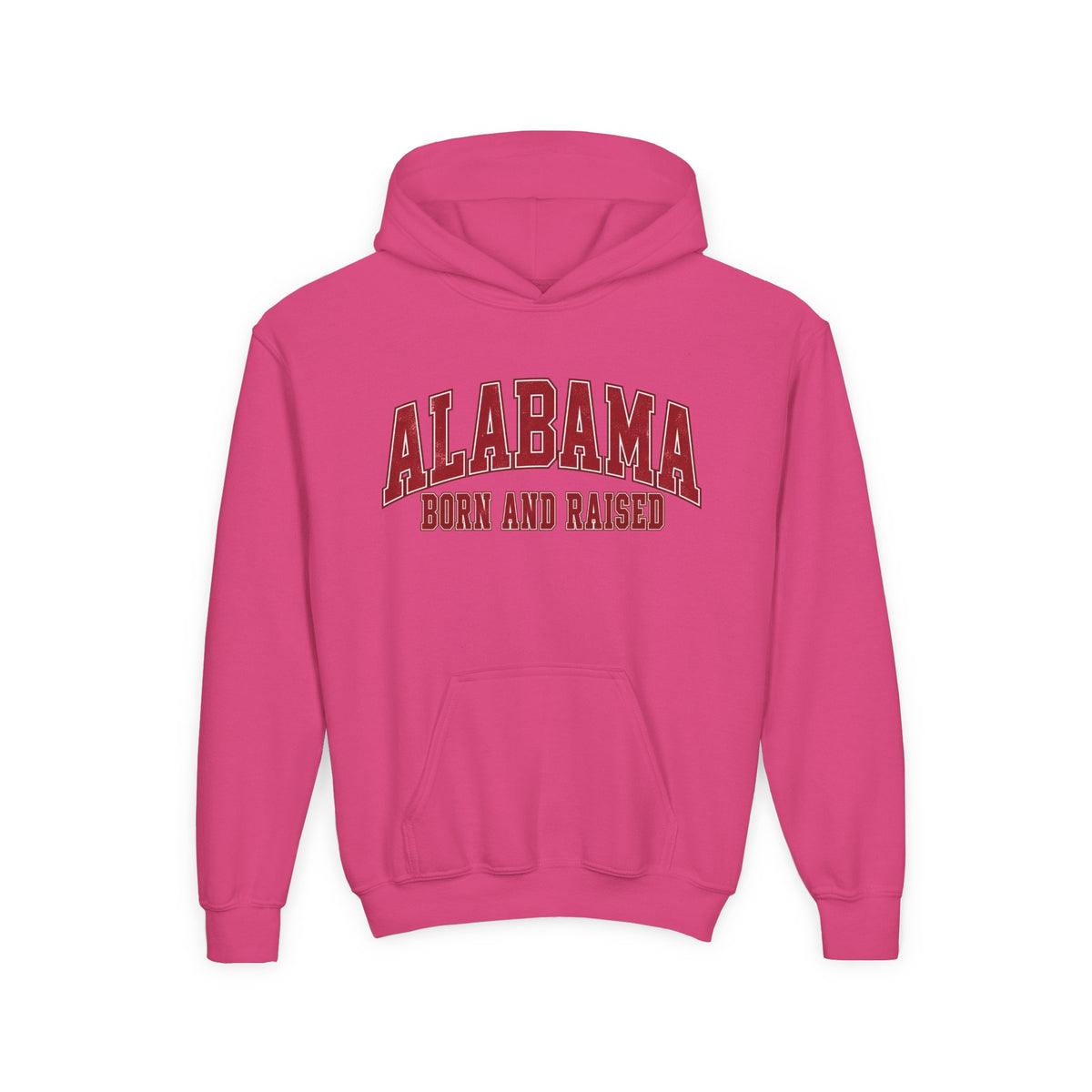 Alabama Born and Raised Collegiate Classic Unisex Youth Heavy Blend Hooded Sweatshirt Graphic
