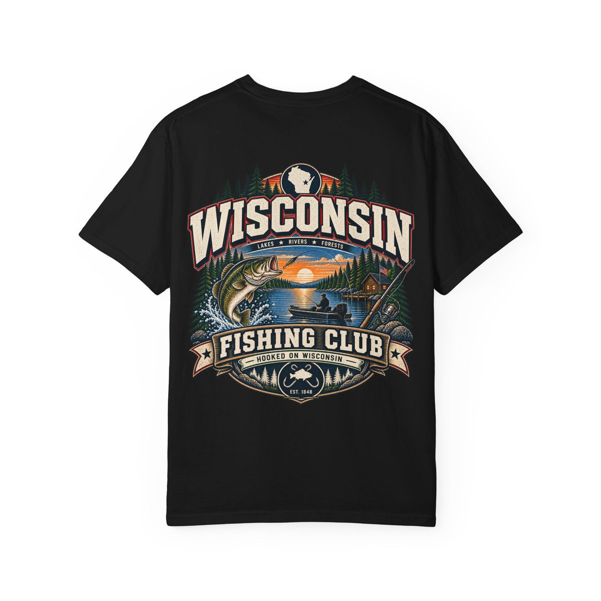 Wisconsin Fishing Club Unisex Comfort Color 1717 Streetwear Graphic Tee