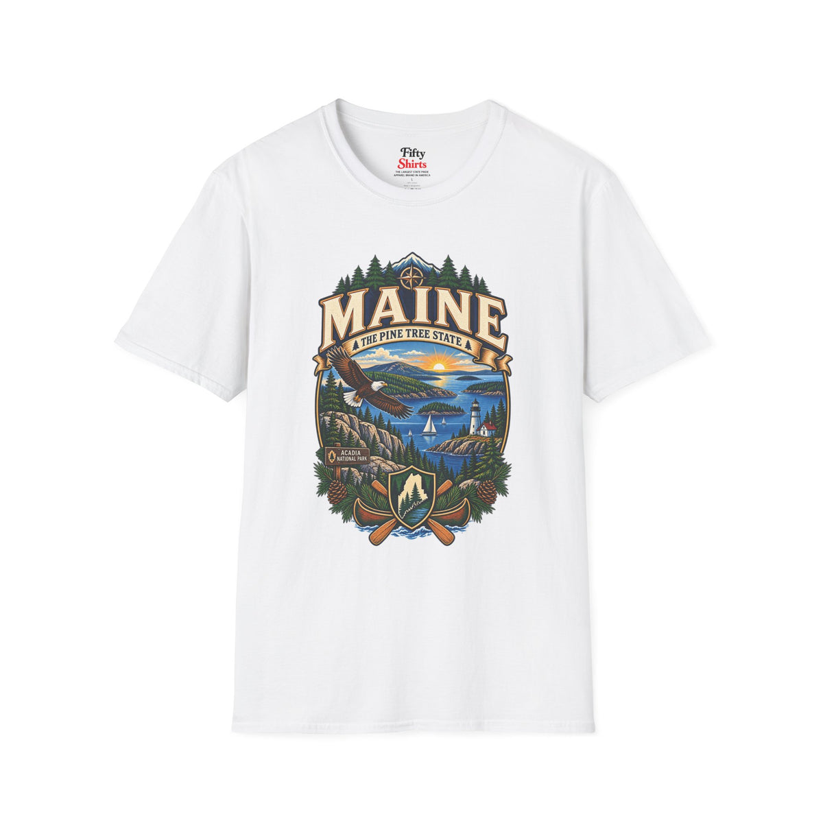 Pine Tree State Adventure Unisex Softstyle T Shirt State Pride Graphic Tee Collections FS03