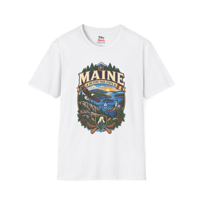 Pine Tree State Adventure Unisex Softstyle T Shirt State Pride Graphic Tee Collections FS03