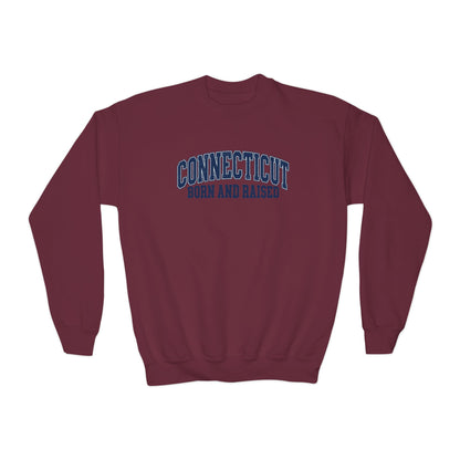 Connecticut Born and Raised Vintage Athletic Heritage Unisex Youth Crewneck Sweatshirt