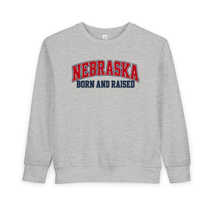 Nebraska Born and Raised Premium Collegiate Unisex Toddler Sweatshirt Graphic