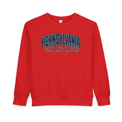 Pennsylvania Born and Raised Vintage Collegiate Unisex Toddler Sweatshirt