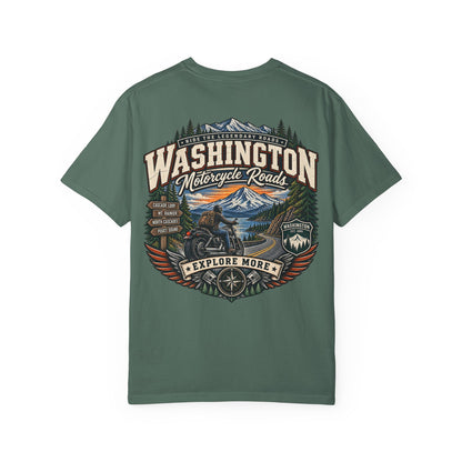 Washington Motorcycle Roads Unisex Comfort Color 1717 Streetwear Graphic Tee