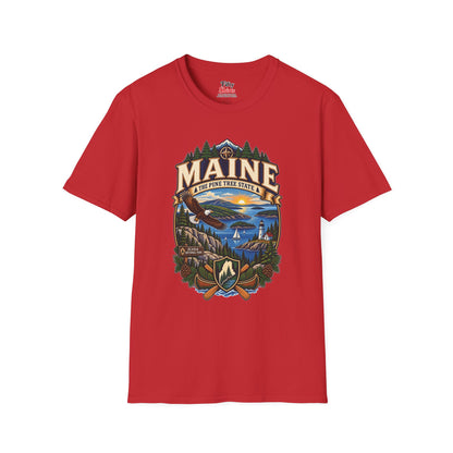 Pine Tree State Adventure Unisex Softstyle T Shirt State Pride Graphic Tee Collections FS03