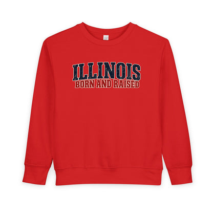 Illinois Born and Raised Midwest Americana Unisex Toddler Sweatshirt