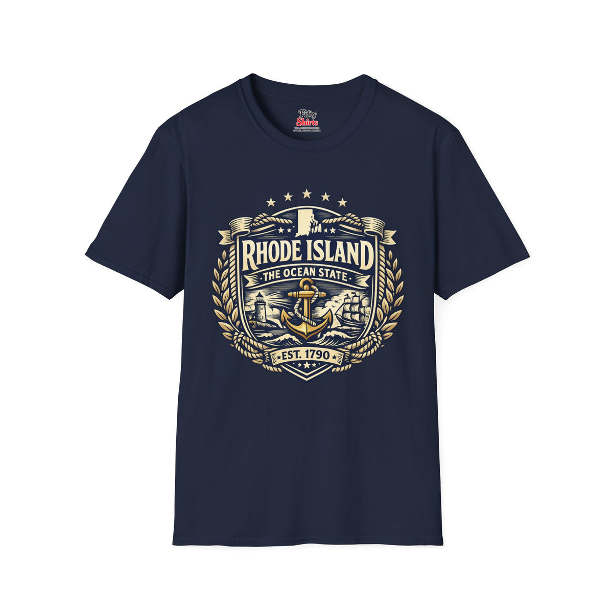 Rhode Island Heritage Badge Unisex Softstyle T Shirt State Pride Graphic Tee Collections FS03