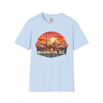 Washington D.C. Monument Sunset Unisex Softstyle T Shirt State Pride Graphic Tee Collections FS03