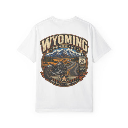 Wyoming Motorcycle Roads Unisex Comfort Color 1717 Streetwear Graphic Tee