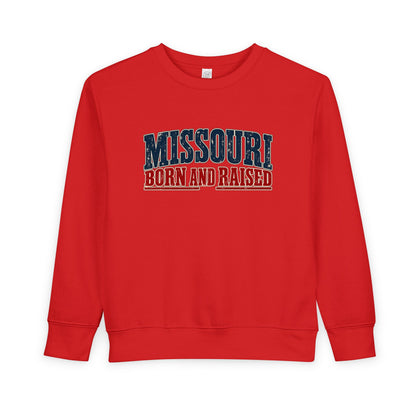 Missouri Born and Raised Old-School Americana Unisex Toddler Sweatshirt Graphic