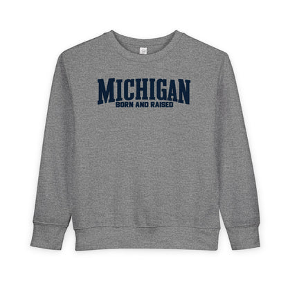 Michigan Born and Raised Classic Americana Unisex Toddler Sweatshirt