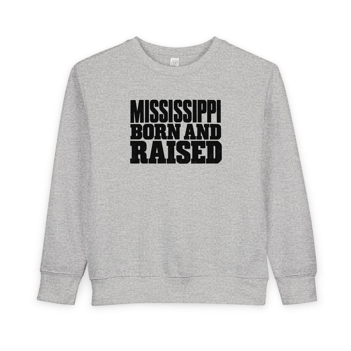 Mississippi Born and Raised Bold Workwear Style Unisex Toddler Sweatshirt