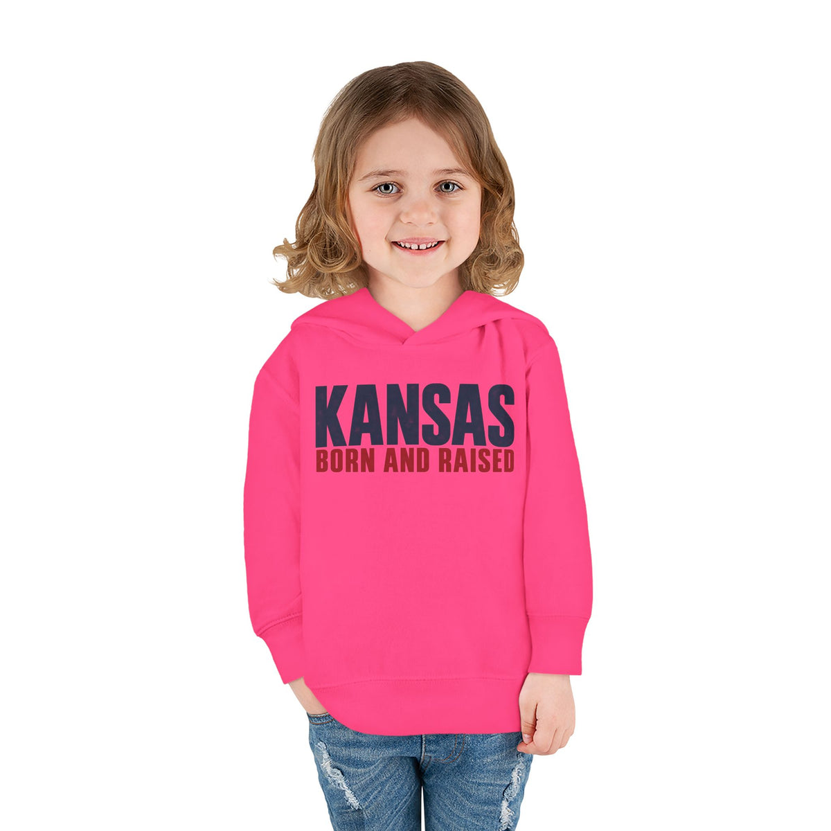 Kansas Born and Raised Modern Heritage Unisex Toddler Pullover Fleece Hoodie