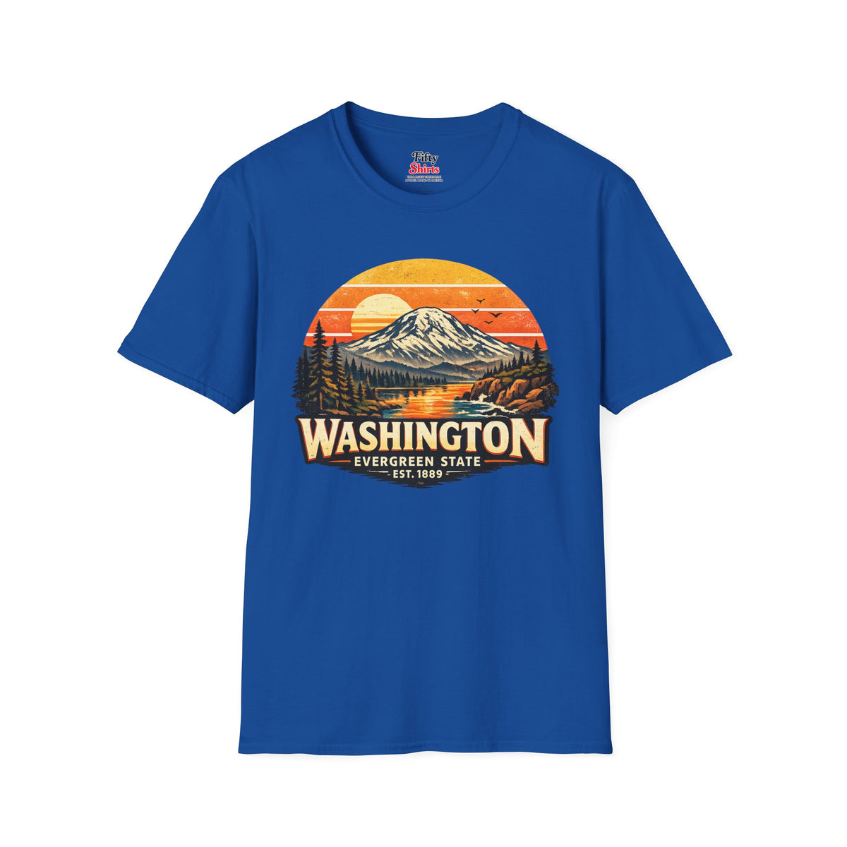Washington Mountain Sunset Unisex Softstyle T Shirt State Pride Graphic Tee Collections FS03