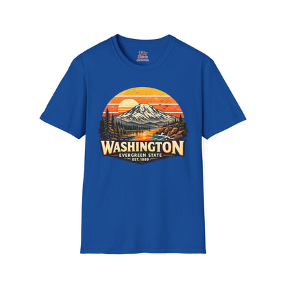 Washington Mountain Sunset Unisex Softstyle T Shirt State Pride Graphic Tee Collections FS03