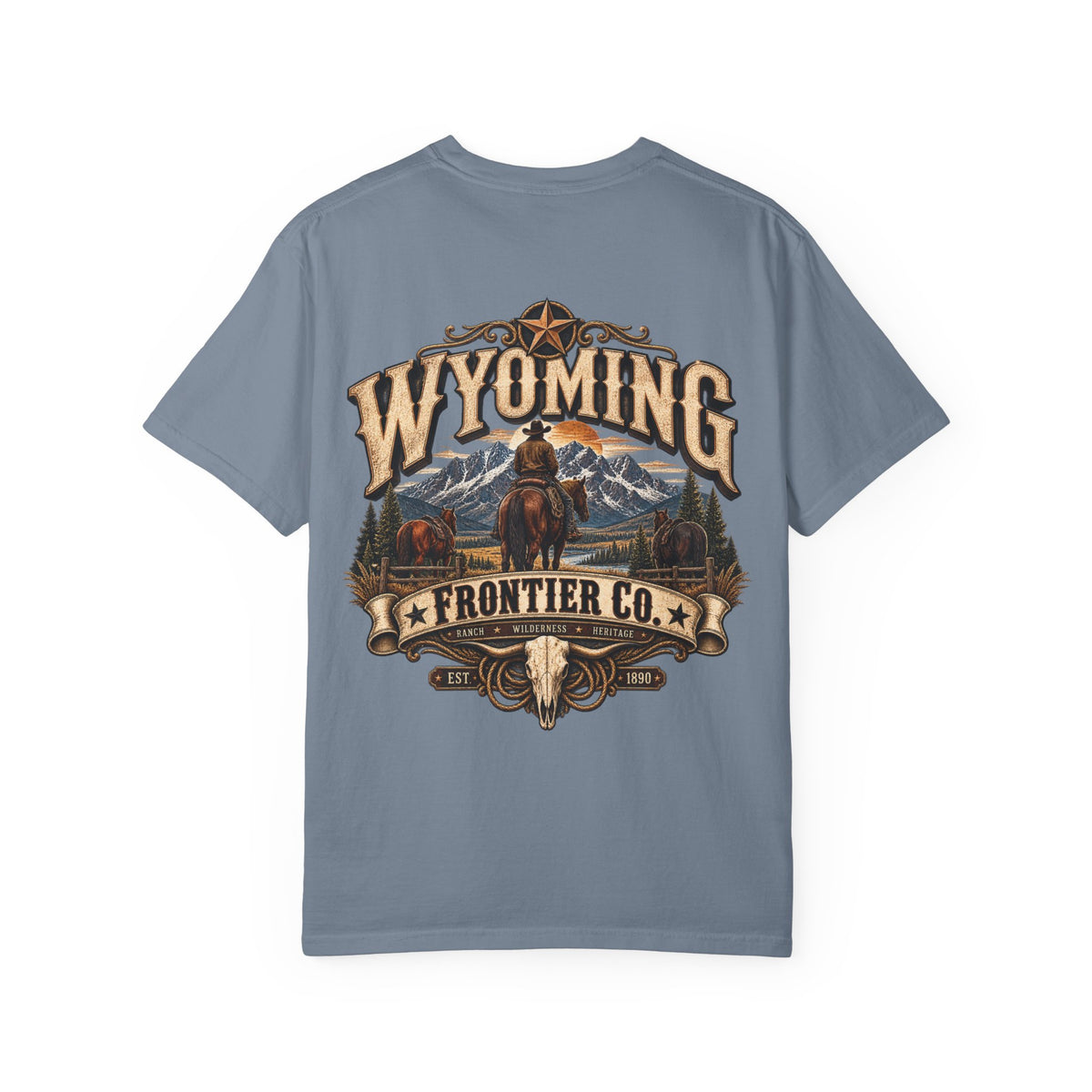 Wyoming Frontier Co. Unisex Comfort Color 1717 Streetwear Graphic Tee