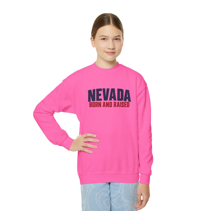 Nevada Born and Raised Minimal Heritage Unisex Youth Crewneck Sweatshirt Graphic