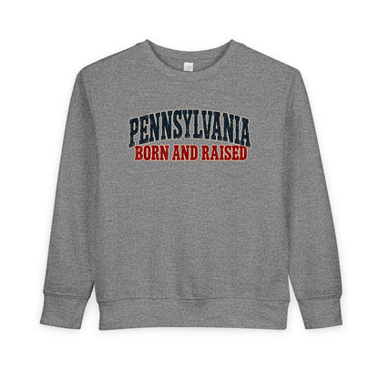 Pennsylvania Born and Raised Rust Belt Americana Unisex Toddler Sweatshirt