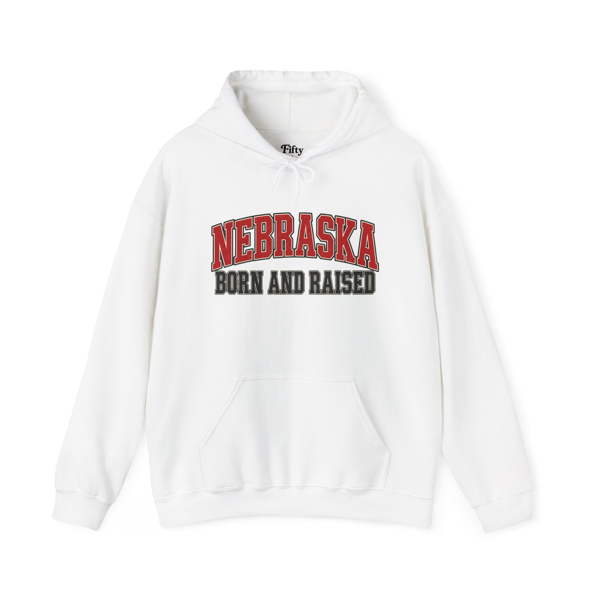 Nebraska Born and Raised Unisex Hoodie State Name Graphic
