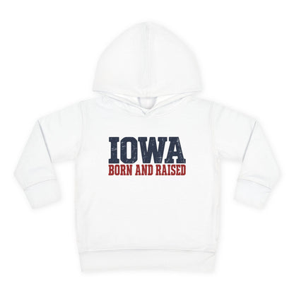 Iowa Born and Raised Rustic Midwest Unisex Toddler Pullover Fleece Hoodie