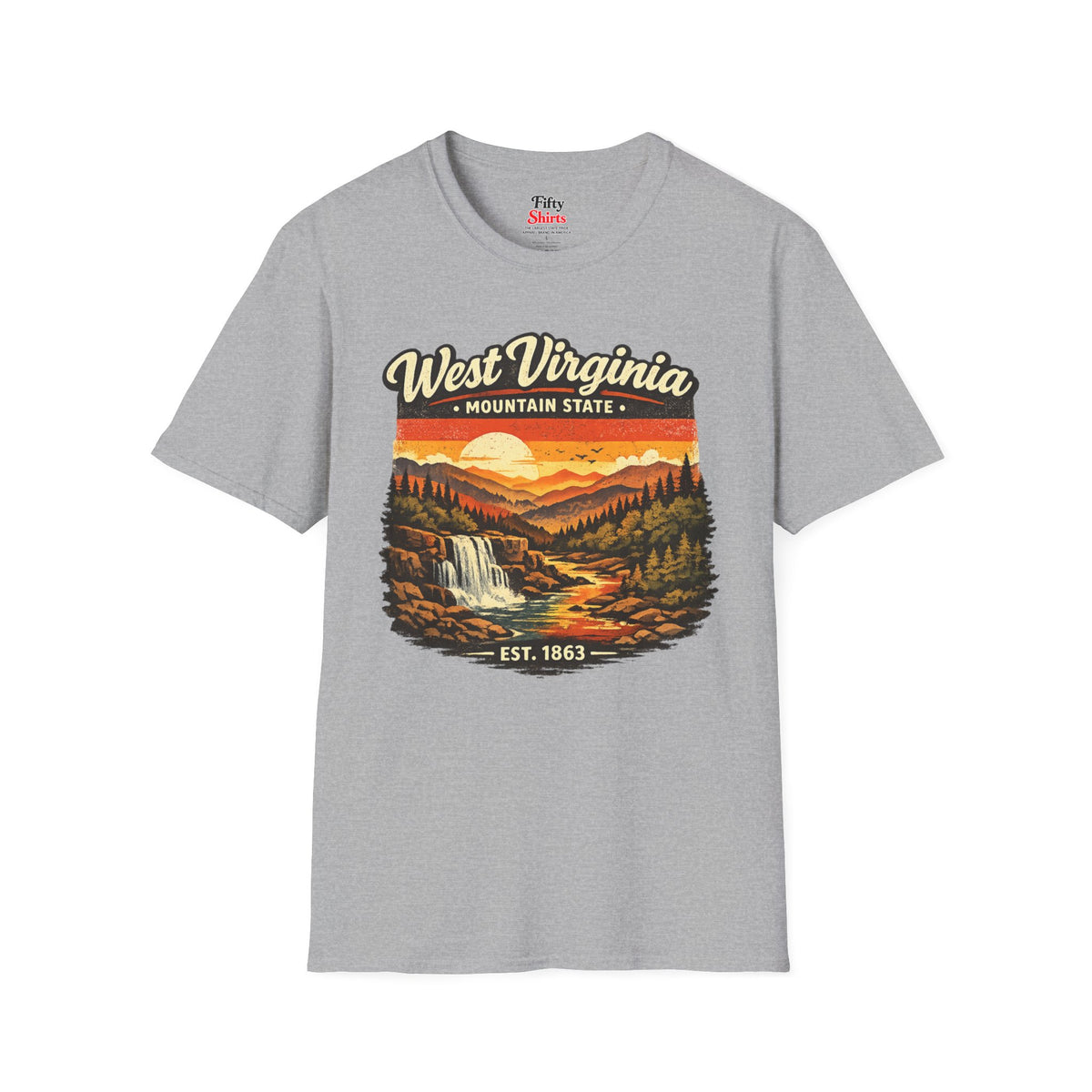 West Virginia Mountain Sunset Unisex Softstyle T Shirt State Pride Graphic Tee Collections FS03