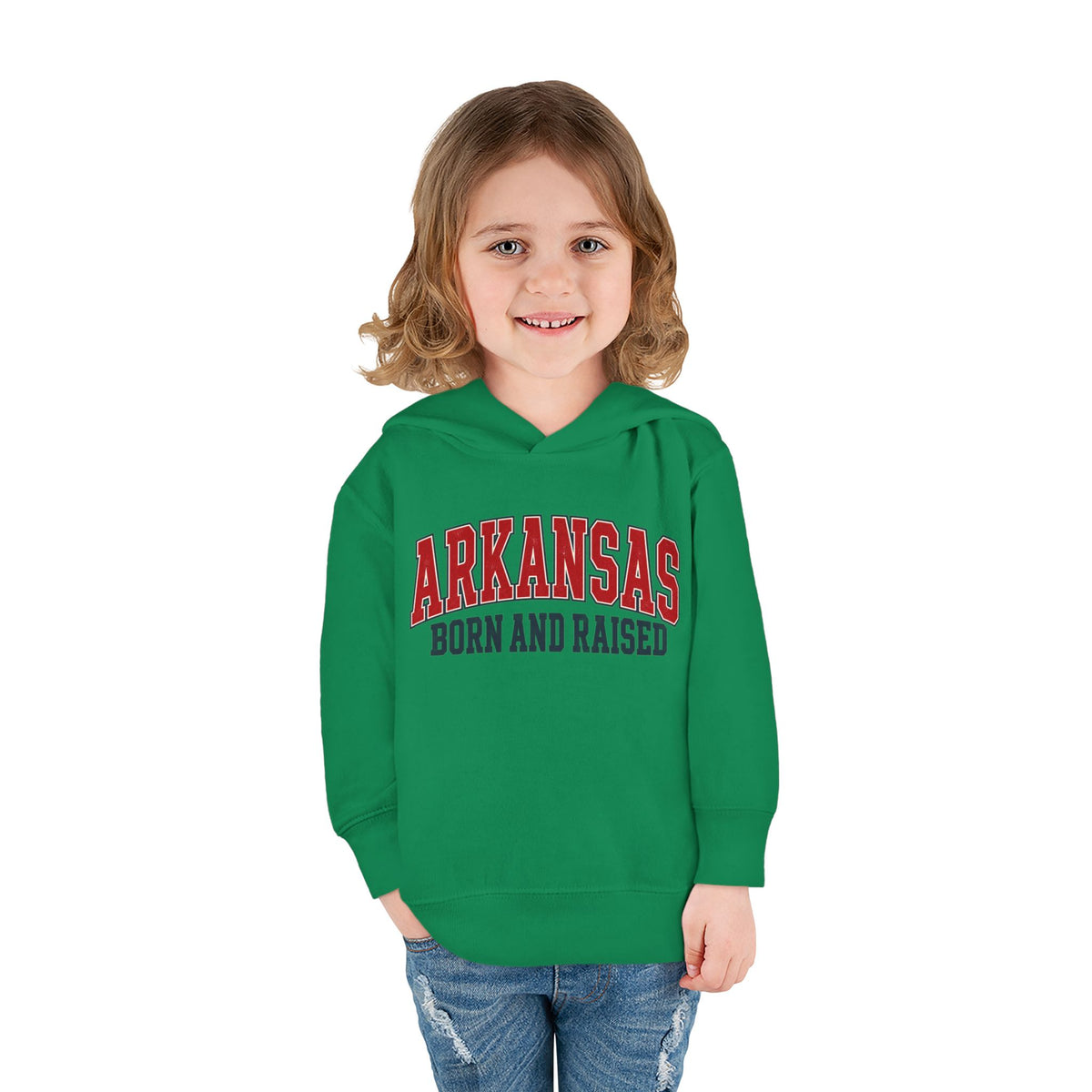 Arkansas Born and Raised Vintage Athletic Heritage Unisex Toddler Pullover Fleece Hoodie