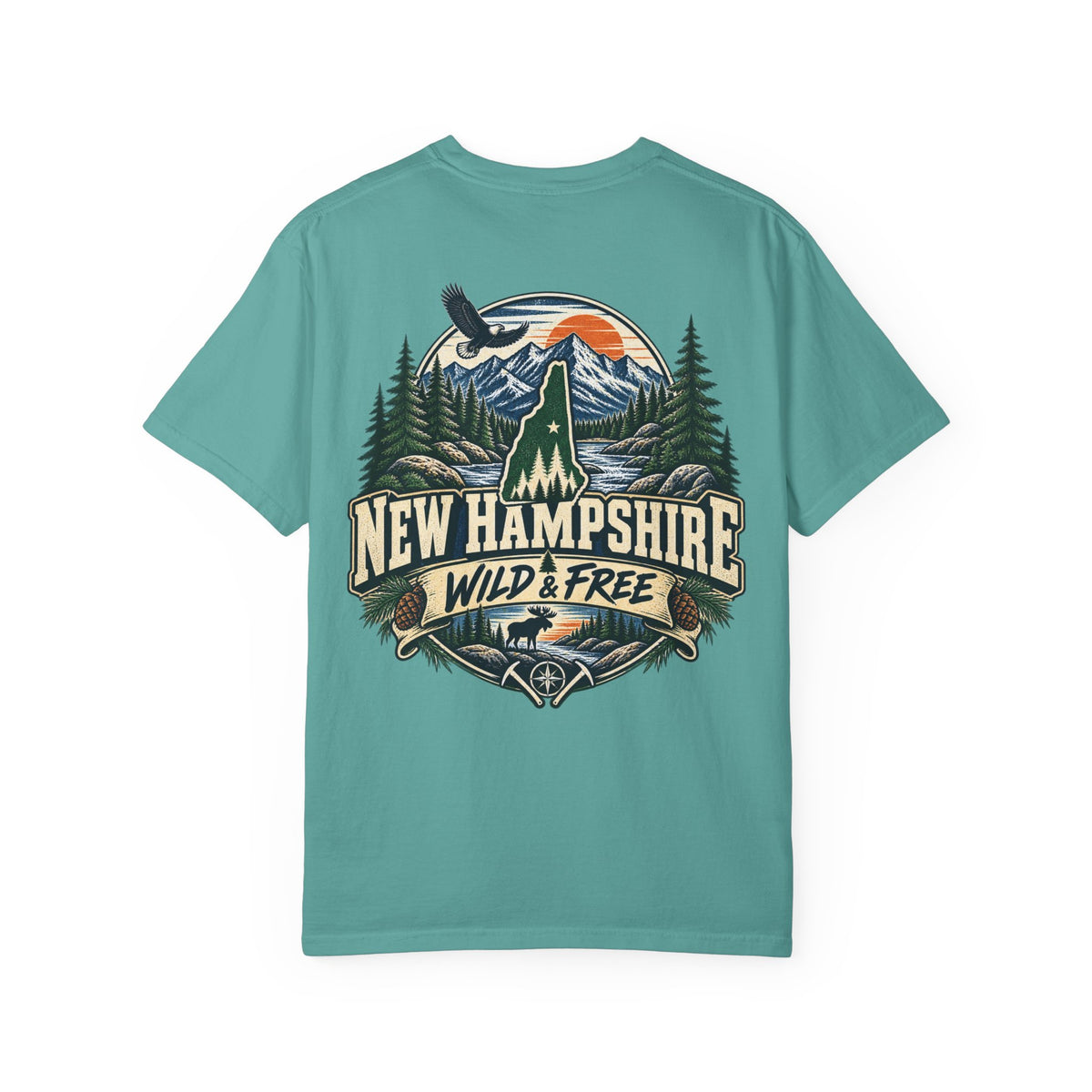 New Hampshire Wild & Free Unisex Comfort Color 1717 Streetwear Graphic Tee